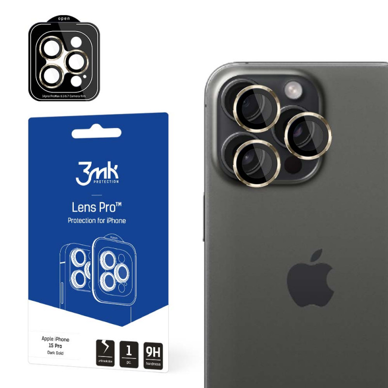 3MK Lens Protection Pro Apple iPhone 15 Pro, donkergoud