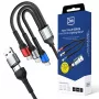 3MK Hyper Cable N-SERIES 6in1 USB-C / USB-A naar USB-C / MicroUSB / Lightning-kabel, QC 3.0, 18 W (9 V / 2 A), 1.2 m, zwart