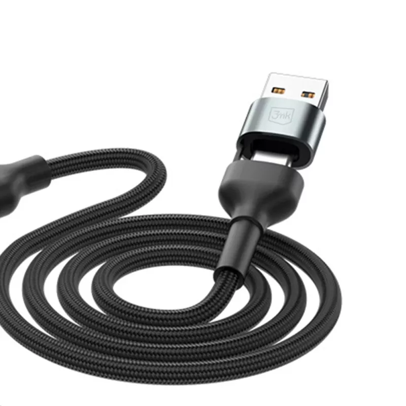 3MK Hyper Cable N-SERIES 6in1 USB-C / USB-A naar USB-C / MicroUSB / Lightning-kabel, QC 3.0, 18 W (9 V / 2 A), 1.2 m, zwart