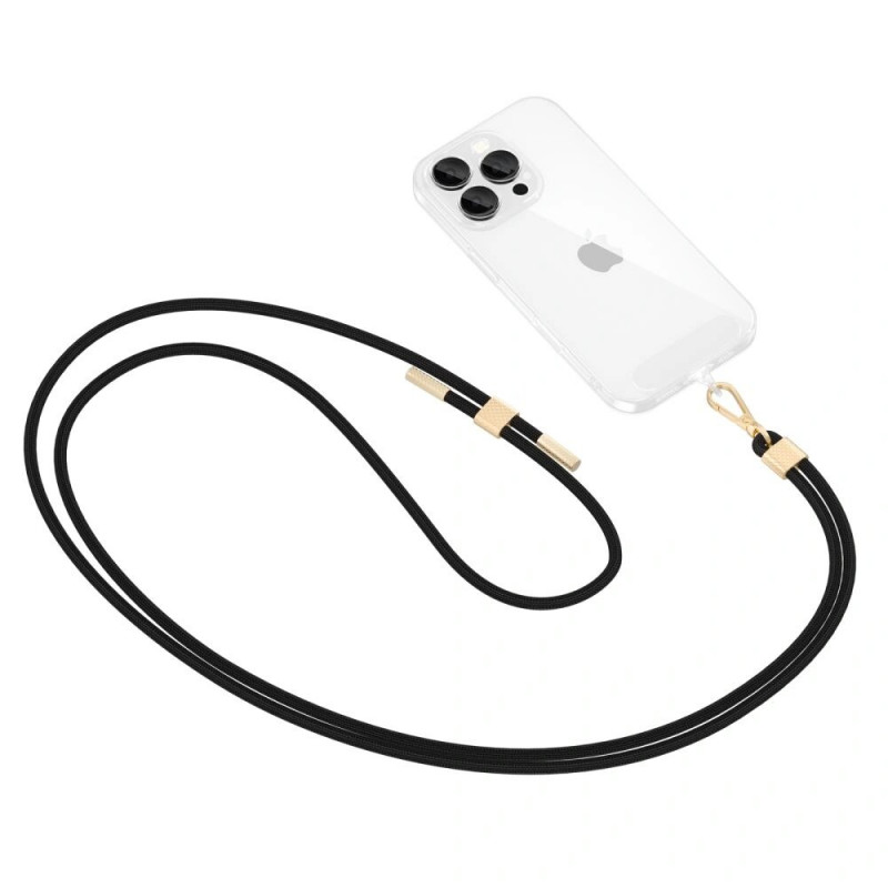 Tech-Protect C2S koorden crossbody-band voor telefoon, Zwart/goud