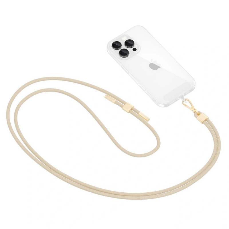 Tech-Protect C2S koorden crossbody-band voor telefoon, Beige/goud