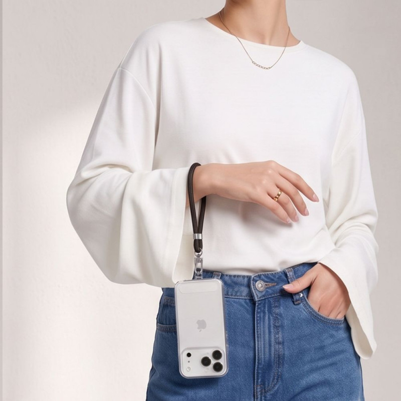 Tech-Protect C11S koord polsband voor telefoon, obsidiaanzwart