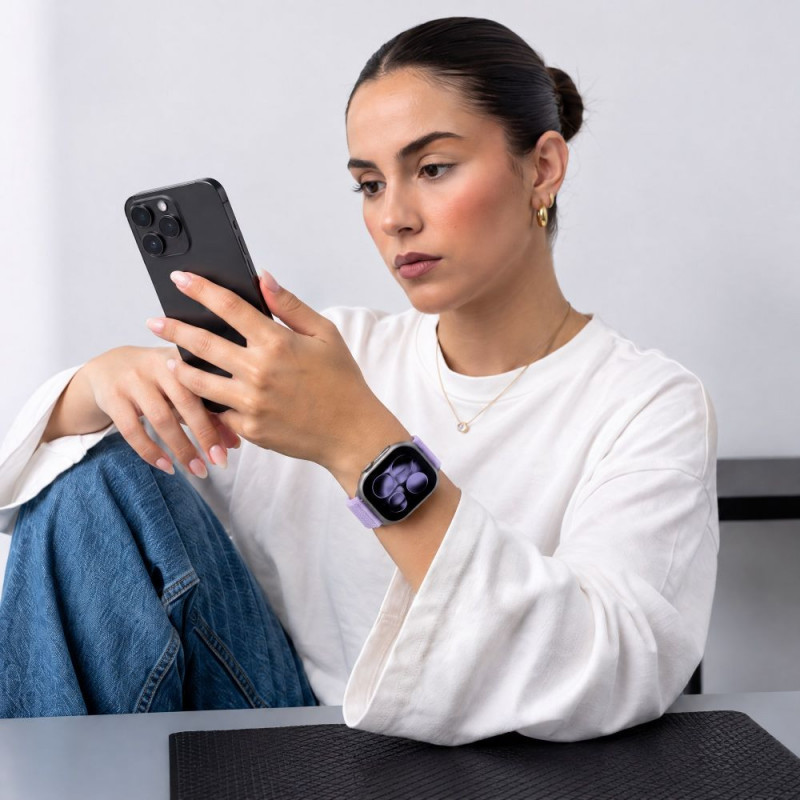 Tech-Protect NylonLoop bandje voor Apple Watch 8 / 9 / 10 / 11 / 12 / SE (40 / 41 / 42 mm), paars