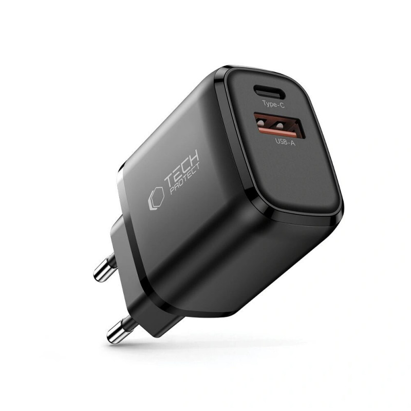 Tech-Protect NCA20 USB-A / USB-C wandlader PD 20W / QC3.0, zwart