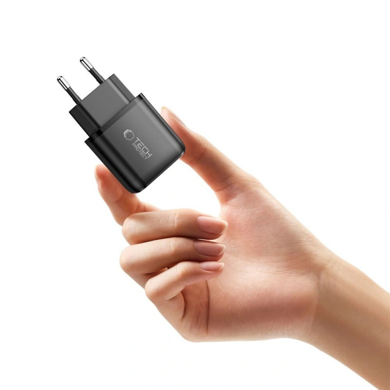 Tech-Protect NCA20 USB-A / USB-C wandlader PD 20W / QC3.0, zwart