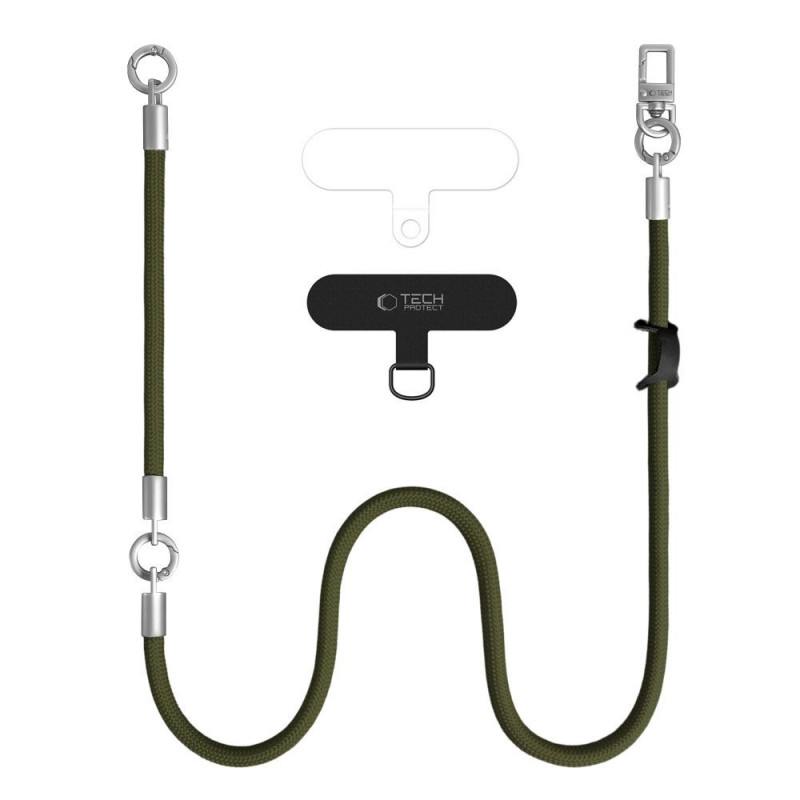 Tech-Protect C10S Rope Crossbody & Wrist set telefoonbandjes, olijfgroen/titanium