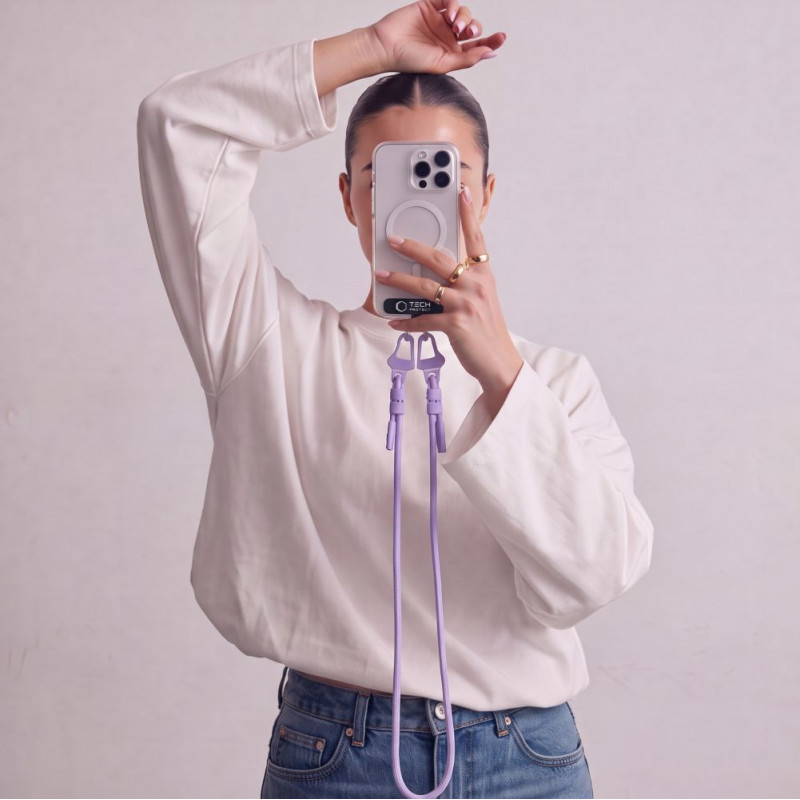 Tech-Protect C5SD touwband voor telefoon om de schouder, 80 cm, Lavendel
