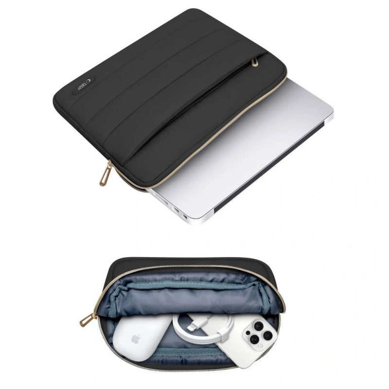 Tech-Protect Puffy THP3474 laptophoes 13-14 inch met accessoiretas, zwart