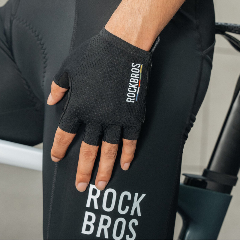 Rockbros TLS004 ROAD TO SKY korte schokabsorberende fietshandschoenen L, zwart