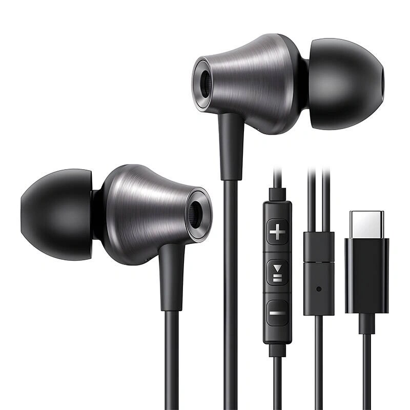 Ugreen EP105 bedrade in-ear koptelefoon met USB-C, 1.2 m, zwart