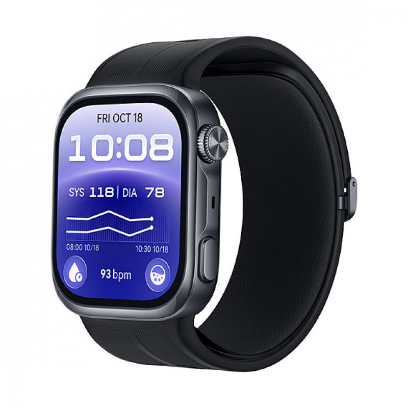 Huawei Watch D3 Riva-B10 46 mm smartwatch, aluminium behuizing, rubberen band, zwart (55020KBU)