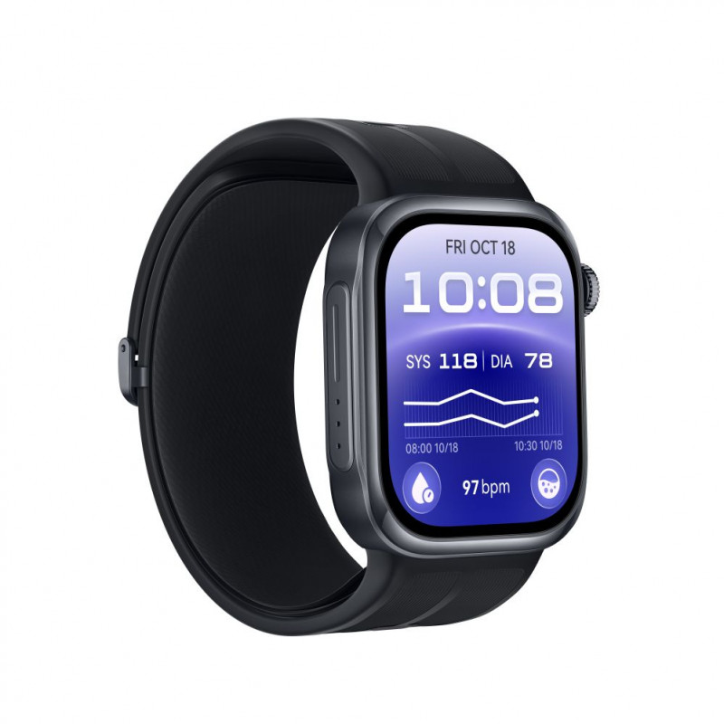 Huawei Watch D3 Riva-B10 46 mm smartwatch, aluminium behuizing, rubberen band, zwart (55020KBU)