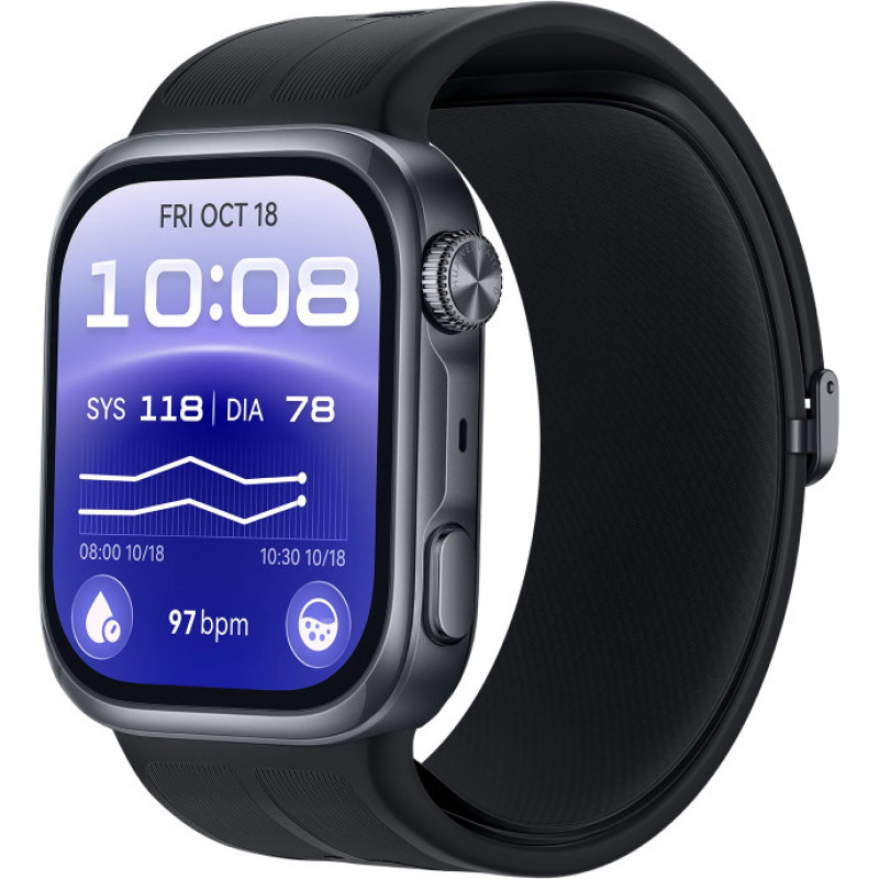 Huawei Watch D3 Riva-B10 46 mm smartwatch, aluminium behuizing, rubberen band, zwart (55020KBU)