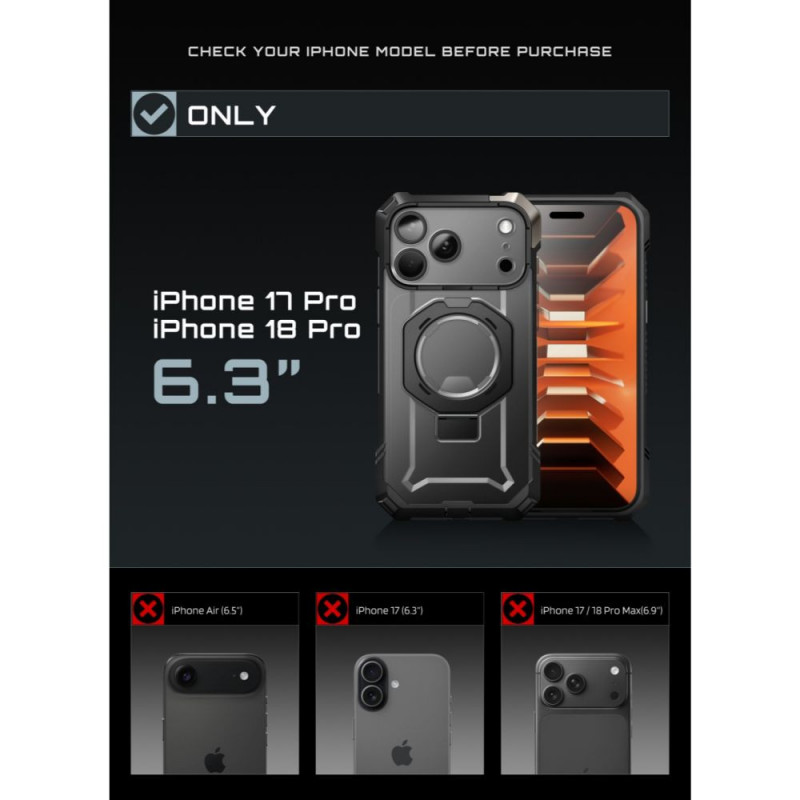 Supcase UB Grip Mag MagSafe-hoesje voor Apple iPhone 17 Pro / 18 Pro, zwart