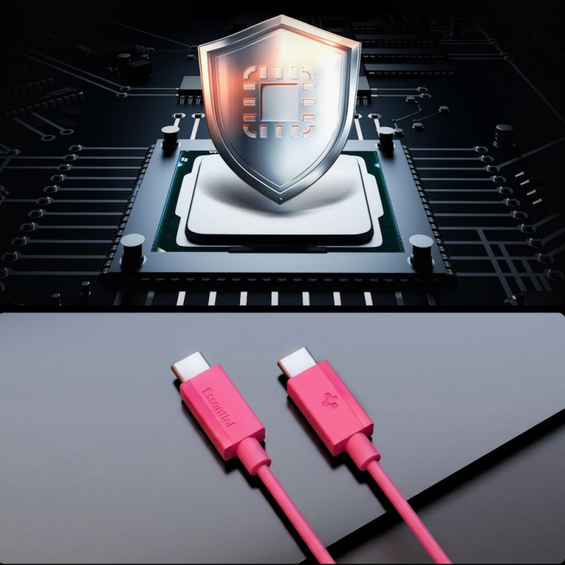 Spigen EB6010CC Essential USB-C-naar-USB-C-kabel 60W 100 cm, roze