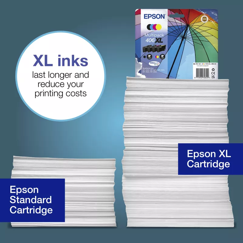 Epson 406XL Umbrella DURABrite Ultra multipakket EasyMail 4-pack, XL (C13T17H64510)
