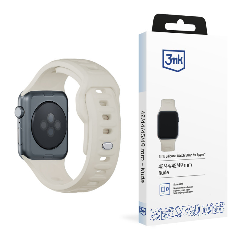 3mk siliconen horlogeband voor Apple Watch 42/44/45/49 mm, beige
