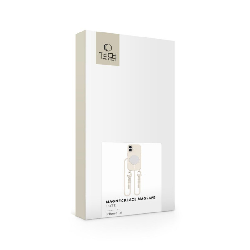 Tech-Protect MagNecklace MagSafe-hoesje met draagkoord voor Apple iPhone 16, beige