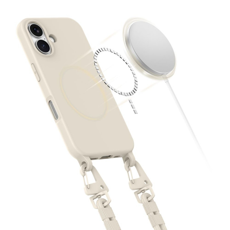 Tech-Protect MagNecklace MagSafe-hoesje met draagkoord voor Apple iPhone 16, beige