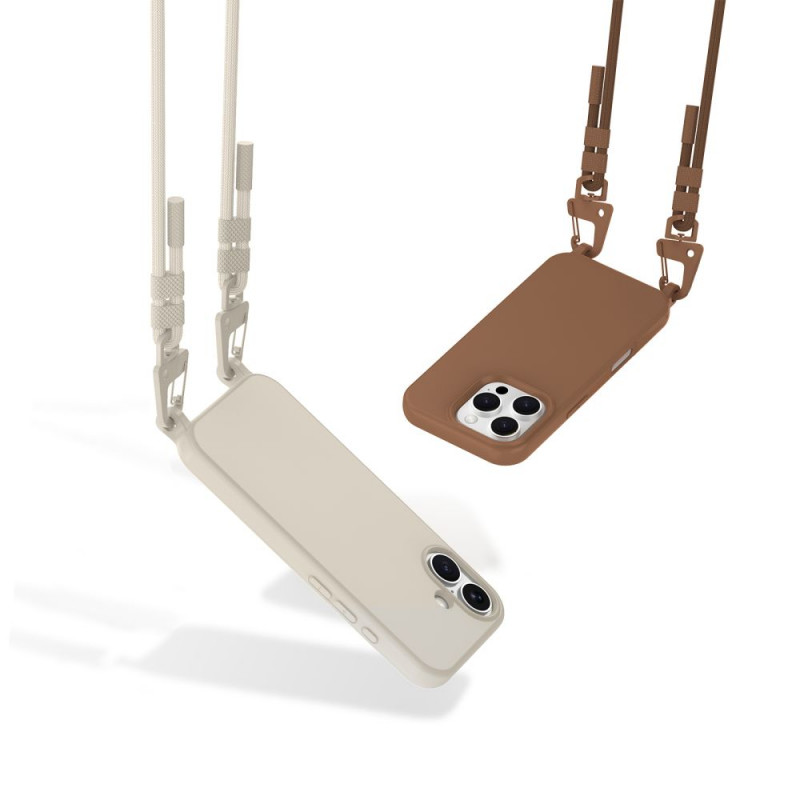 Tech-Protect MagNecklace MagSafe-hoesje met draagkoord voor Apple iPhone 16, beige