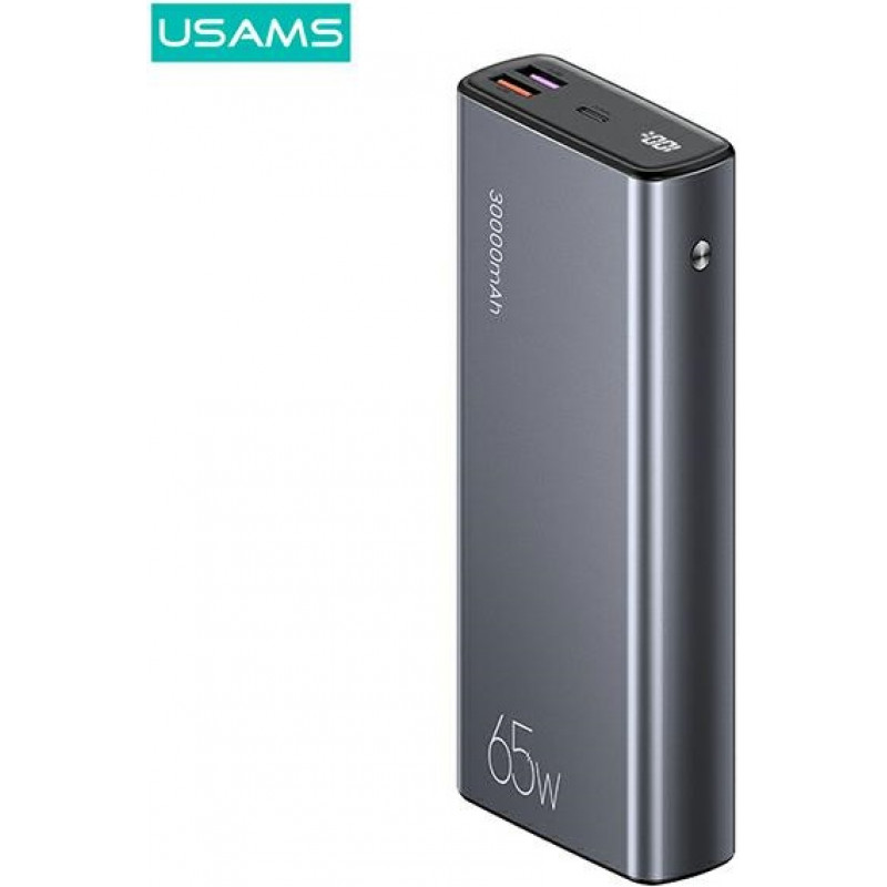 USAMS PB59 US-CD165 powerbank 30000 mAh, 65 W, 2x QC3.0 + PD, zwart, met USB-C naar USB-C kabel