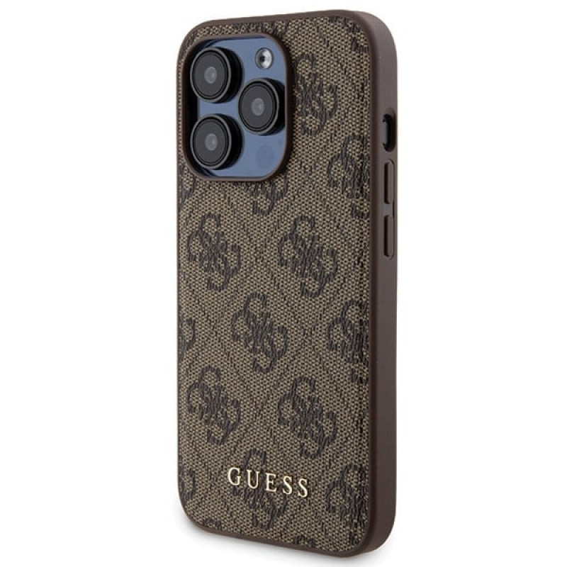 Guess GUBPM5P15X4GEMGW Hardcase voor Apple iPhone 15 Pro Max + 5000 mAh MagSafe Powerbank, 4G Metal Logo, bruin