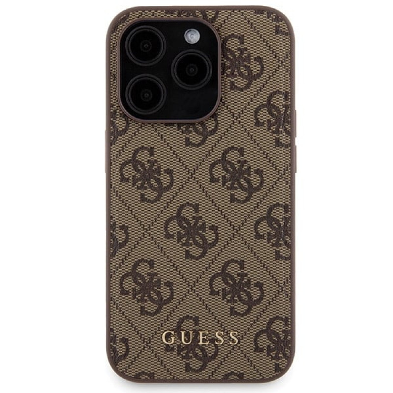 Guess GUBPM5P15X4GEMGW Hardcase voor Apple iPhone 15 Pro Max + 5000 mAh MagSafe Powerbank, 4G Metal Logo, bruin