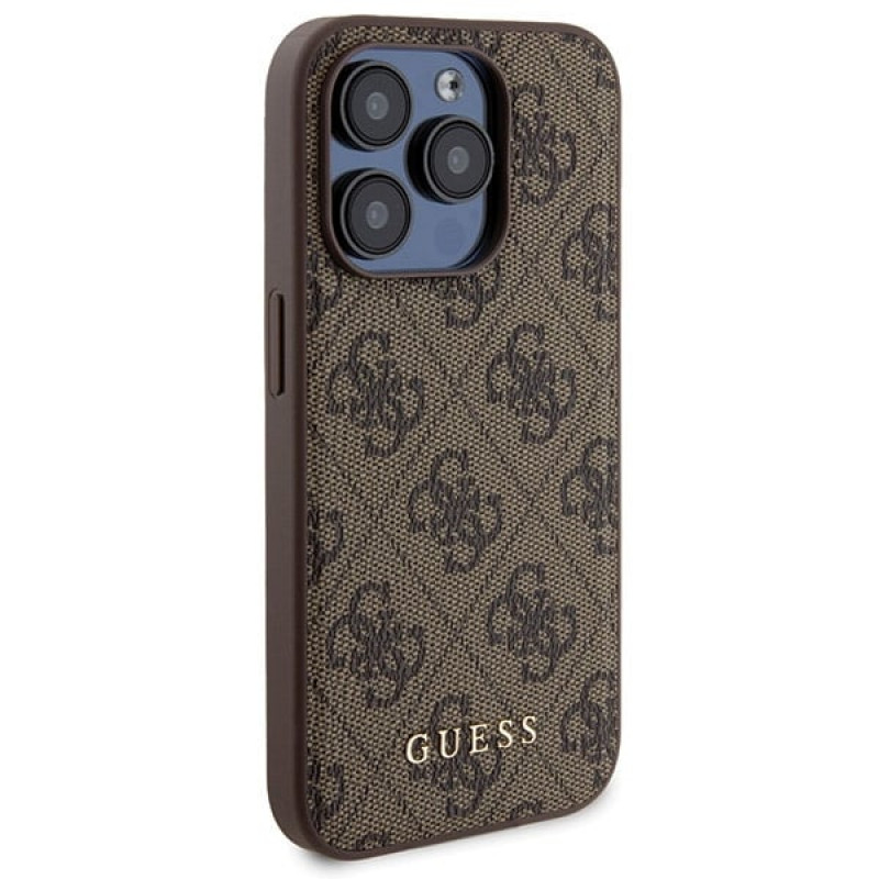 Guess GUBPM5P15X4GEMGW Hardcase voor Apple iPhone 15 Pro Max + 5000 mAh MagSafe Powerbank, 4G Metal Logo, bruin