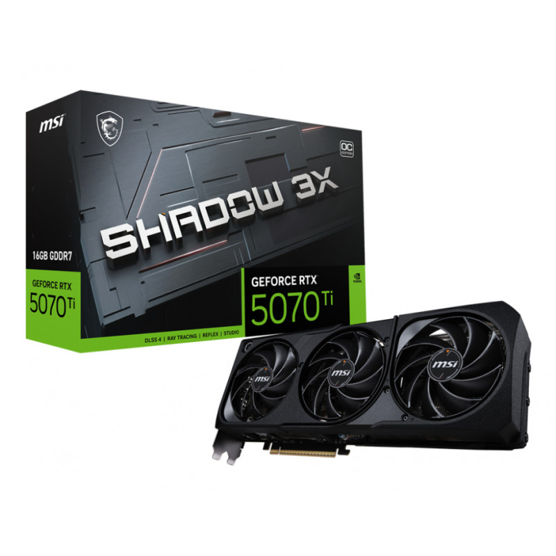 MSI GeForce RTX 5070 Ti 16G Shadow 3X OC grafische kaart, 16 GB GDDR7, 3 ventilatoren