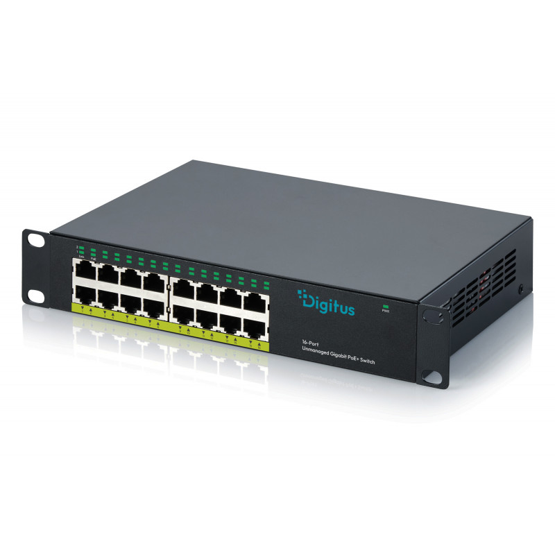DIGITUS DN-95334 10 Gigabit 16-poorts unmanaged PoE+-switch (120 W)