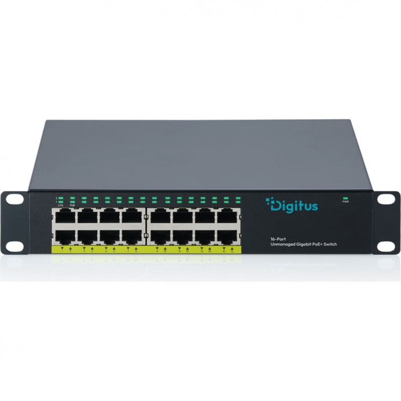 DIGITUS DN-95334 10 Gigabit 16-poorts unmanaged PoE+-switch (120 W)