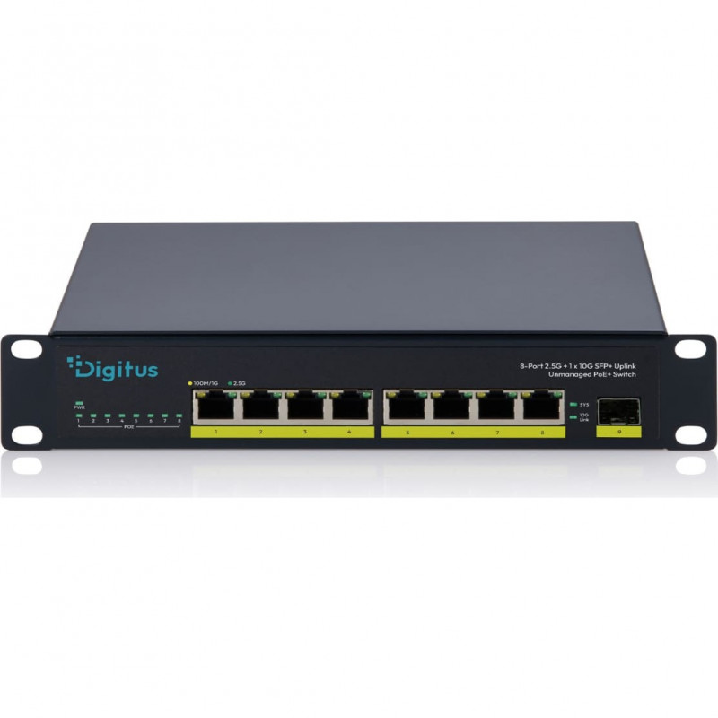 DIGITUS DN-95333 10 Gigabit 8-poorts unmanaged PoE+-switch (80 W)