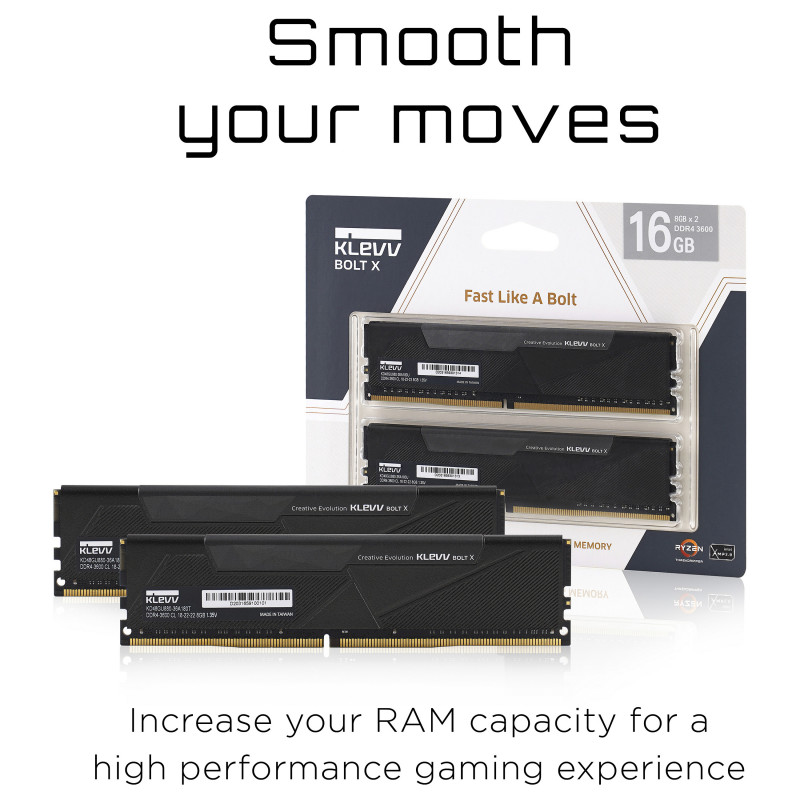 Klevv BOLT X KD48GU880-36A180U DDR4-geheugenkit, 16 GB (2 x 8 GB), 3600 MHz