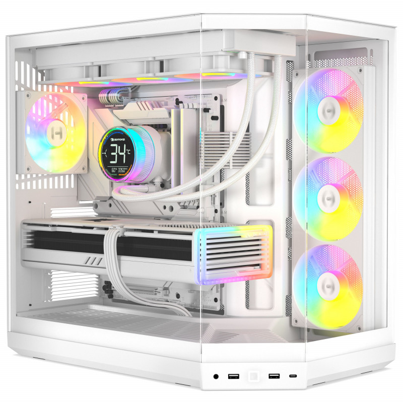 HYTE Y50 Snow White pc-behuizing, wit, gehard glas x 3