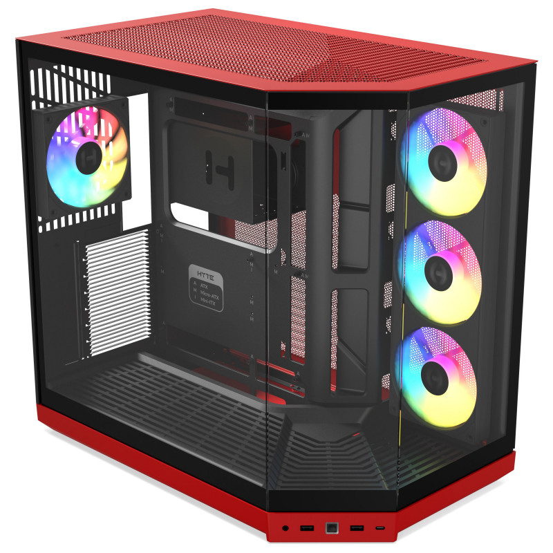 HYTE Y50 Wild Cherry pc-behuizing, rood, gehard glas x 3