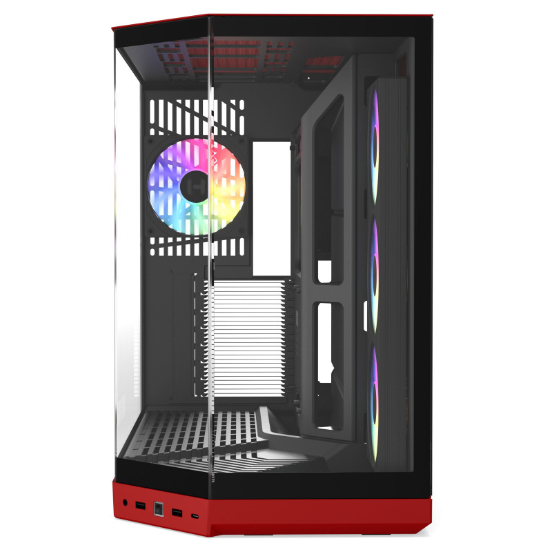 HYTE Y50 Wild Cherry pc-behuizing, rood, gehard glas x 3