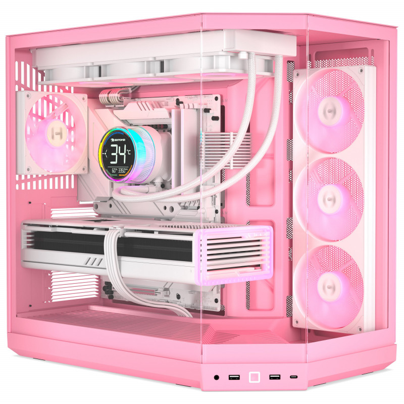 HYTE Y50 Strawberry Milk pc-behuizing, lichtroze, gehard glas x 3