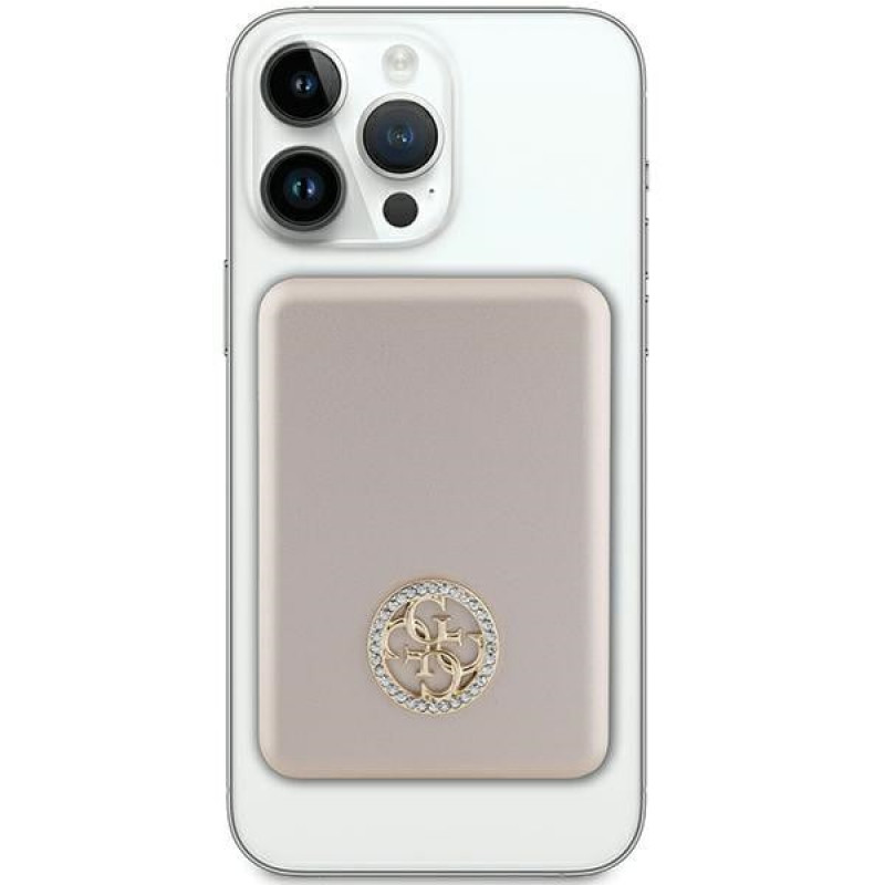 Guess GUPBM5AL4DMD 4G Strassed Metal Logo MagSafe inductie powerbank 5000 mAh, 15W, goud