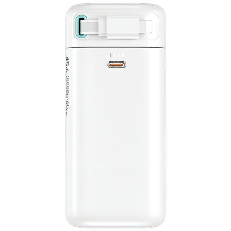 USAMS US-CD217 XMF Series Powerbank 18000 mAh, PD 45W snelladen, met Lightning-kabel, wit