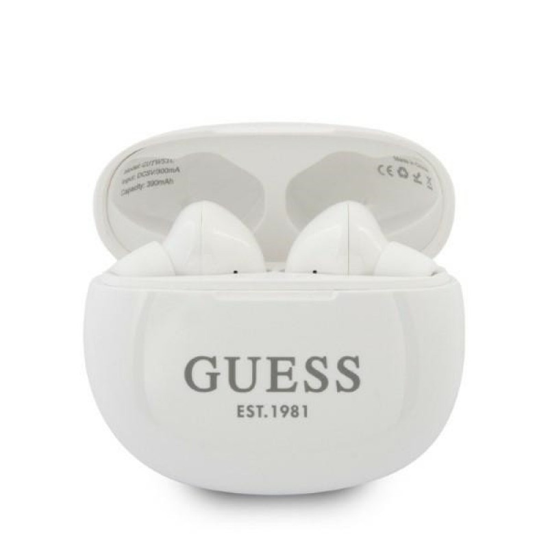 Guess GUTWS1CWHTWS draadloze in-ear hoofdtelefoon met dockingstation, Bluetooth 5.0, wit