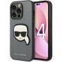 Karl Lagerfeld KLHCP14XSAPKHG Hardcase voor Apple iPhone 14 Pro Max, Saffiano Karl's Head Patch, zilver