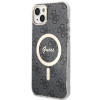 Guess GUBPP14SH4EACSK Hardcase voor Apple iPhone 14 + draadloze oplader, 4G Print, MagSafe, zwart