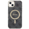 Guess GUBPP14SH4EACSK Hardcase voor Apple iPhone 14 + draadloze oplader, 4G Print, MagSafe, zwart