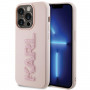 Karl Lagerfeld KLHCP15X3DMBKCP Hardcase voor Apple iPhone 15 Pro Max, 3D Rubber Glitter Logo, roze
