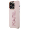 Karl Lagerfeld KLHCP15X3DMBKCP Hardcase voor Apple iPhone 15 Pro Max, 3D Rubber Glitter Logo, roze