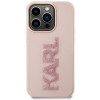 Karl Lagerfeld KLHCP15X3DMBKCP Hardcase voor Apple iPhone 15 Pro Max, 3D Rubber Glitter Logo, roze