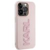Karl Lagerfeld KLHCP15X3DMBKCP Hardcase voor Apple iPhone 15 Pro Max, 3D Rubber Glitter Logo, roze