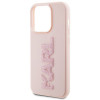 Karl Lagerfeld KLHCP15X3DMBKCP Hardcase voor Apple iPhone 15 Pro Max, 3D Rubber Glitter Logo, roze