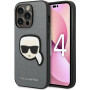 Karl Lagerfeld KLHCP14LSAPKHG Hardcase voor Apple iPhone 14 Pro, Saffiano Karl's Head Patch, zilver