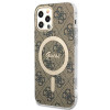 Guess GUBPP12MH4EACSW Hoesje + Draadloze Oplader Apple iPhone 12 / iPhone 12 Pro Bruin Hardcase, 4G Print, MagSafe